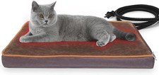 Outdoor Heated Pet Bed for Cats Dog in Winter with Orthopedic Foam Base Auto ...