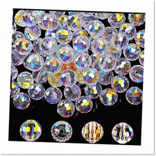 80 sparkling 10mm round faceted crystal beads in AB color