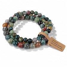 3Pcs Turquoise Healing Crystal Bracelet 8/6/4mm for Women Men Jewelry Set