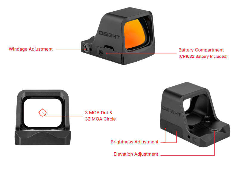 Olight Osight C Open Reflex Optic with Replaceable Side-Loading