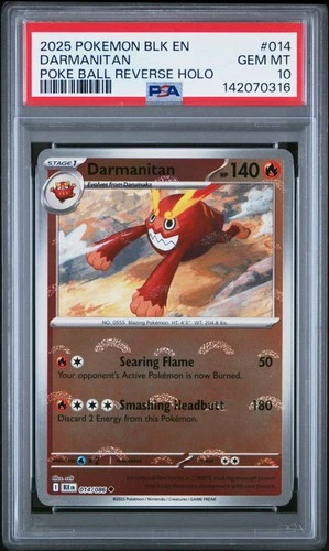 2025 POKEMON BLK EN-BLACK BOLT POKE BALL REVERSE HOLO #014 DARMANITAN PSA 10