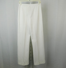 Vintage Wide Leg High Rise Polyester Pants 12 White 60s 70s Boho Disco 2359