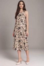 Johnny Was Beige Kimmie Floral Sequined Midi Dress R34824