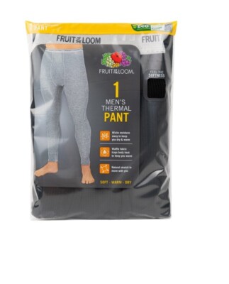 Fruit of the Loom Thermal Men's Black Underwear Bottom Pants