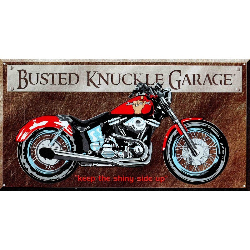 Plaque métal Busted Knuckle décorative pour habiller les murs de votre man cave