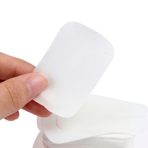 100 hojas de jabón de papel desechables portátiles solubles de viaje perfumado lavado a manos - Imagen 6 de 10