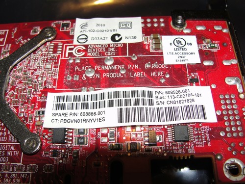 HP ATI Firepro 3D Graphics V3800 Video Card. Hp Spare Part #: 608886-001 - Picture 2 of 6