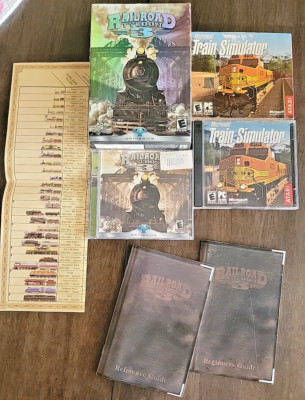 Microsoft Train Simulator (PC, 2002) & Railroad Tycoon 3  Big Box complete -PC