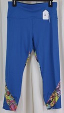 Soulgani Active Womens High Waist Twin Soul Cropped Leggings Blue Petite Size MP