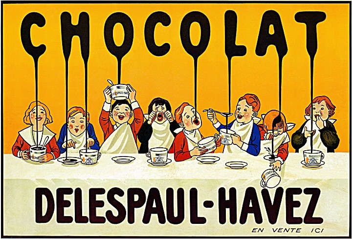 フランスアンティーク　紙袋　CHOCOLATE DELESPAUL-HAVEZ Chocolat Delespaul By Havez Vintage Gallery Wrapped Stretched