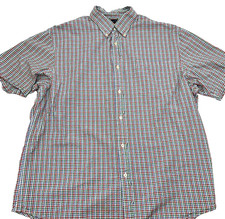 Lands' End Mens LG 16-16.5 Seersucker Shirt Multicolor Check Cotton Traditional