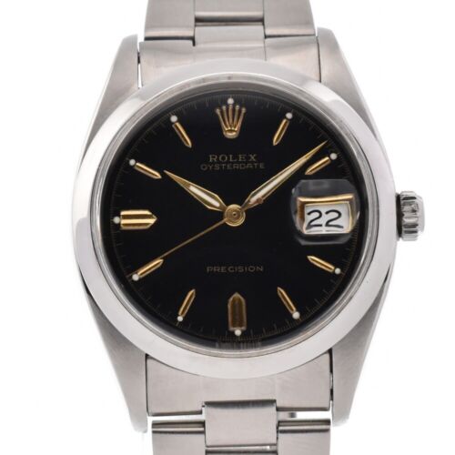 ROLEX Oyster Date 6494 vintage czarny tarcza naciąg ręczny zegarek męski R#128868 - Zdjęcie 1 z 10