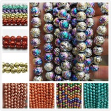 6-12mm Electroplate Volcanic Plated Rainbow Lava Rock Stone Round Loose Beads