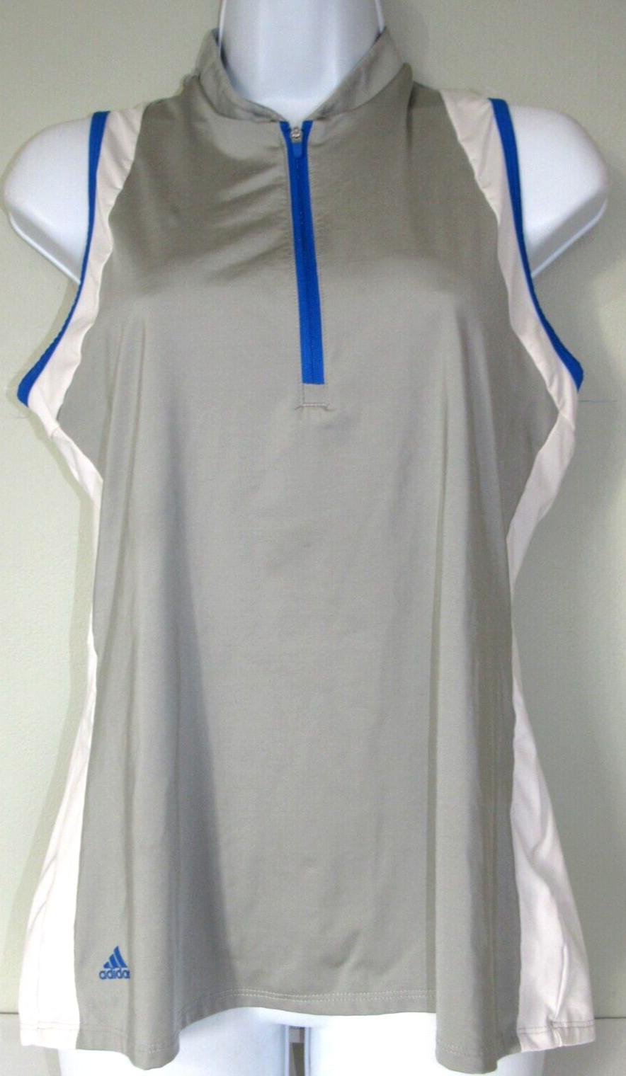 Adidas Gray/White Polyester/Elastane 1/2 Zip Slee… - image 1