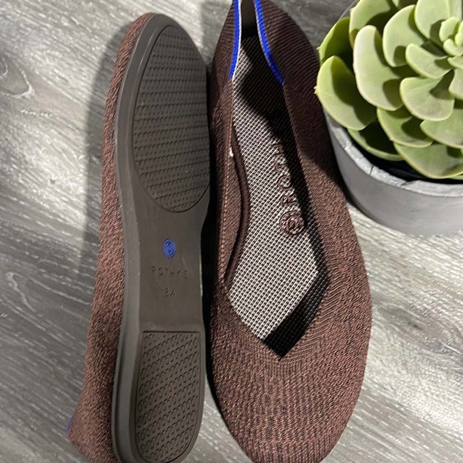 Rothys round truffle python size 8 brown flat sho… - image 6