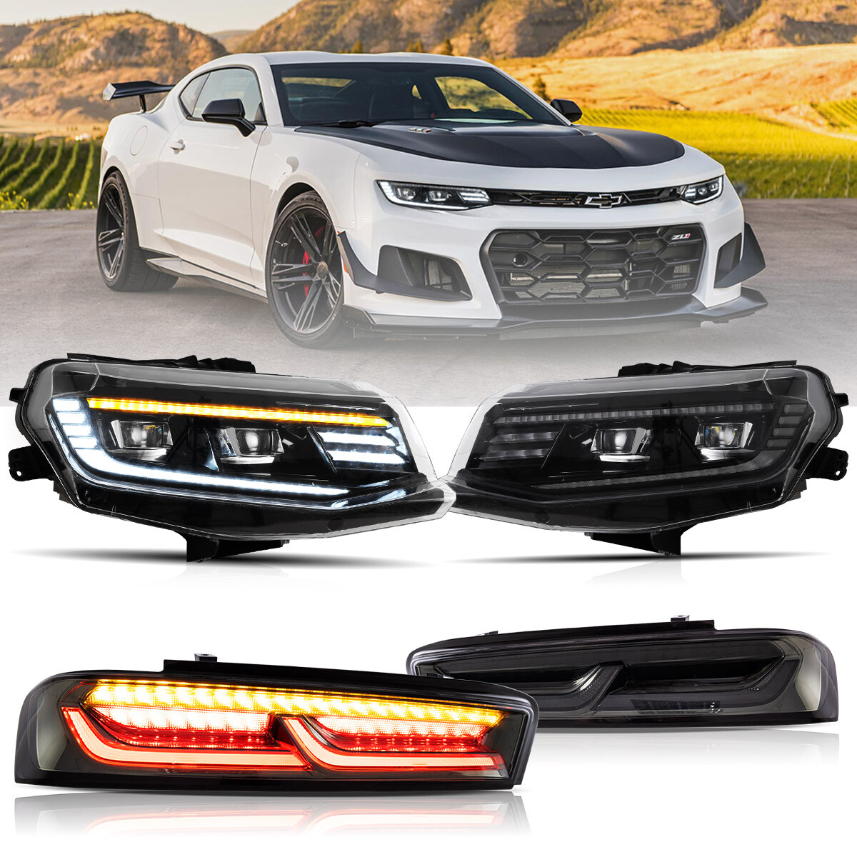 Faros Traseros LED VLAND Para Camaro 2016-2018 - Con Secuencia Dinámica, Color Rojo Para UE, Instalación Plug And Play