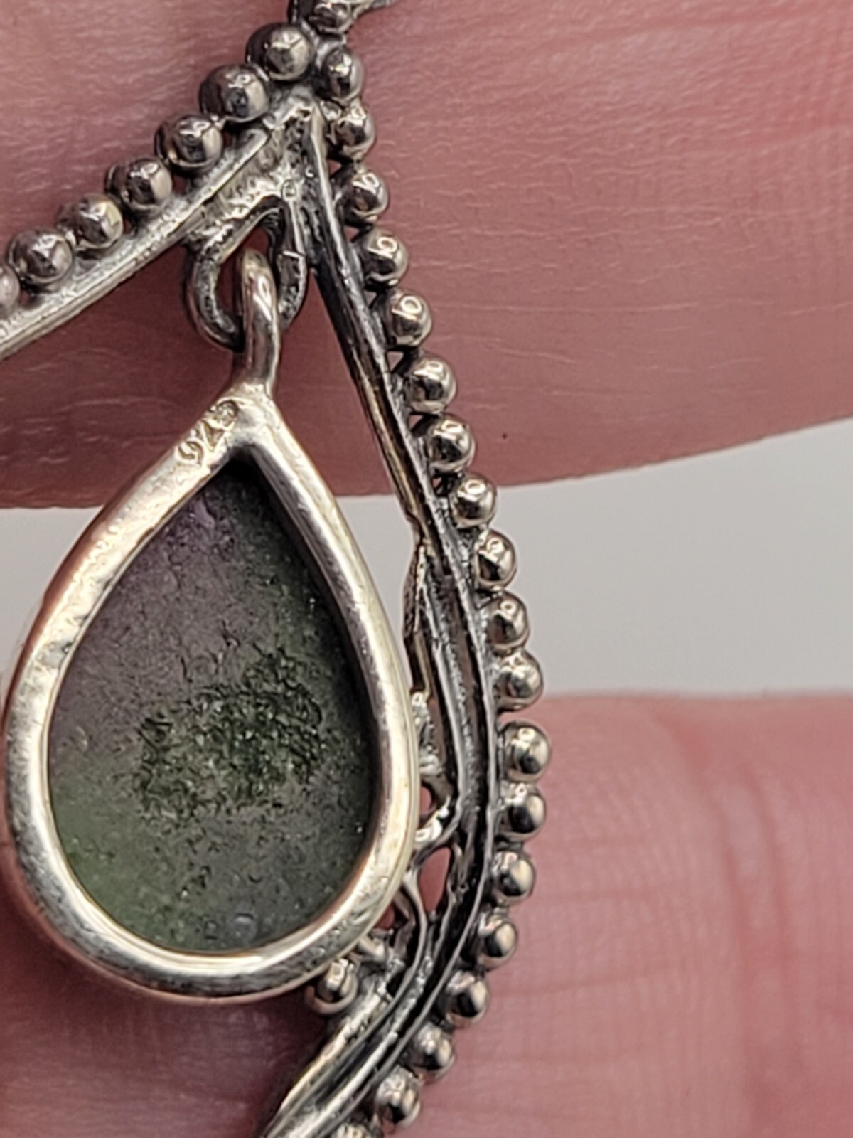 Sterling Silver Scroll Dangle Ruby-Zoisite Pendant - image 6