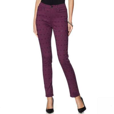 Diane Gilman Dg2 Virtual Stretch Novelty Skinny Jeans, Deep Plum, Size 8, 634193