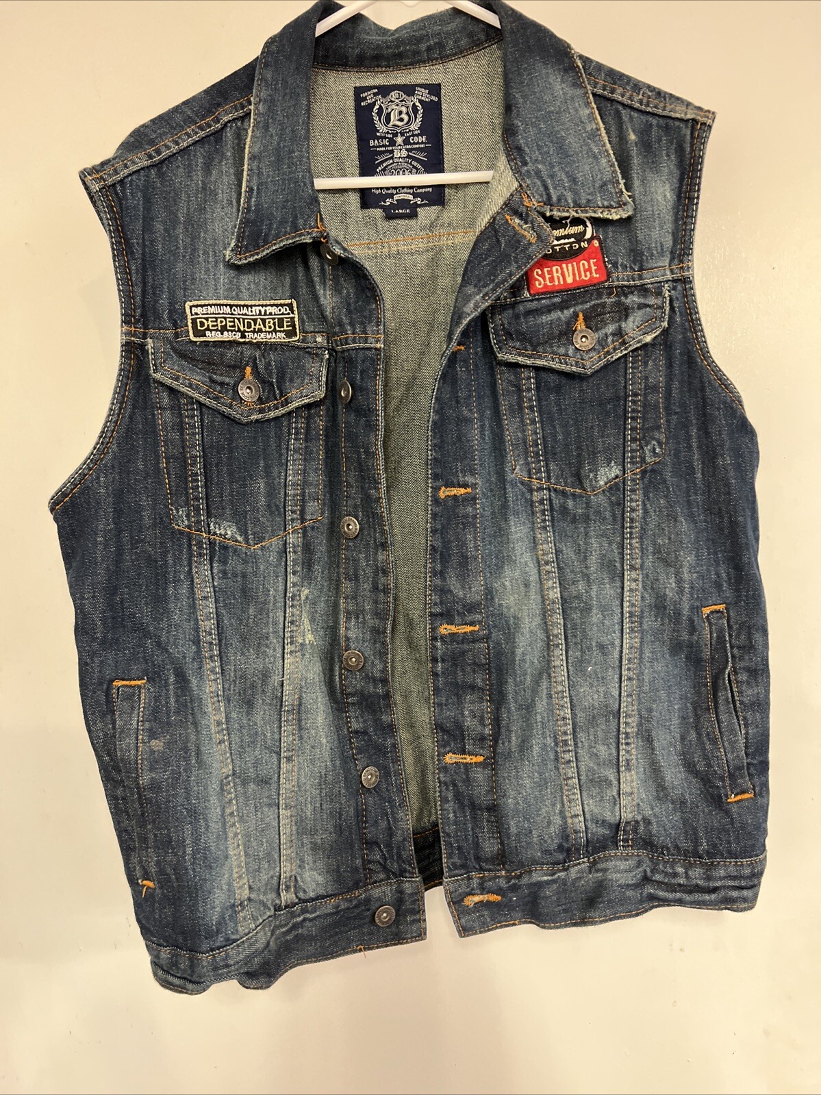Basic Code Jean Vest Men’s Large Blue Bikercore P… - image 2