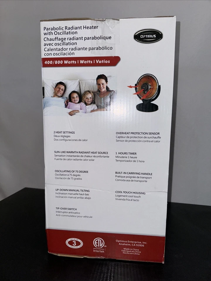 Calentador radiante parabólico oscilante Optimus H-4430 14 pulgadas 400 vatios/900 vatios Foto 2 de 2