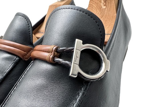 $ 950 Salvatore Ferragamo Herren Amerika Gancini Silber Bit Schuhe Halbschuhe 10,5 E