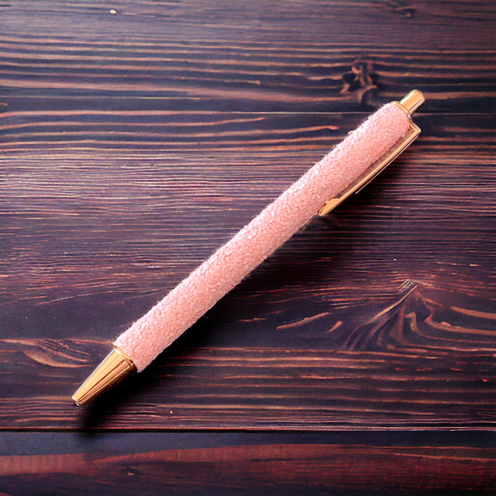 NEW Light Pink & Rose Gold Glitter Luxury Click Fancy Ink Writing Pen