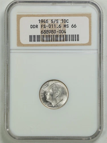 1946-S/S DDR FS-011.6 10C Roosevelt Dime MS66 NGC 688980-004