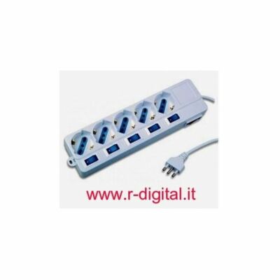 SCHUKO ITALY MULTI OUTLET 6 SWITCHES 5 SEATER SLIPPER TWO-PASS ITALIAN SOCKET