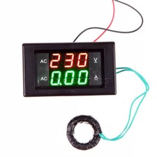 Dual Lcd Digital Voltmeter Ammeter Ac Voltage Current Meter 80-300v 0.1-100a