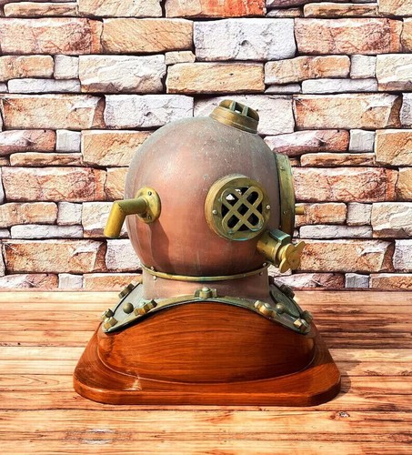 18" Diving Helmet US Navy Mark V Deep Sea Divers Antique Scuba SEA Divers Helmet - Picture 3 of 6