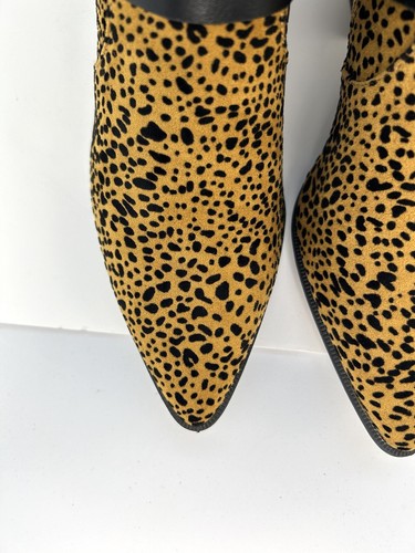 NIB Qupid Mystique Ankle Bootie Camel Black Leopard Faux Suede CowGirl Size 6 - Picture 8 of 9