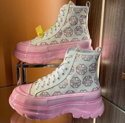 New Women's Stylish Boots coated Pink White spice lace up boots | eBay