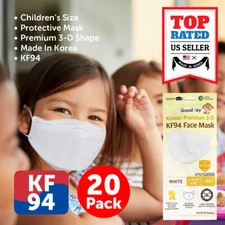 20 Pack KF94 WHITE Protective Safety Face Mask Kids Children Small Made in Korea