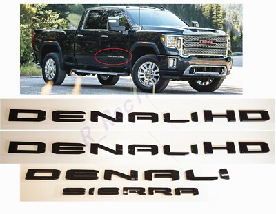 4pcs Gloss Black DENALI HD DENALI SIERRA Emblems Fit GMC Sierra 2500hd 3500hd