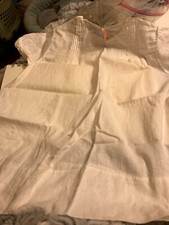 vintage estate HAND EMBROIDERED WHITE DOLL / BABY DRESS APPROX. 9 MOS SIZE