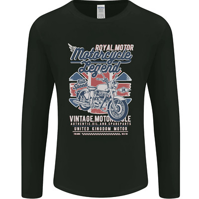 Motorrad Legende Biker Union Jack British Herren Langarm T-Shirt