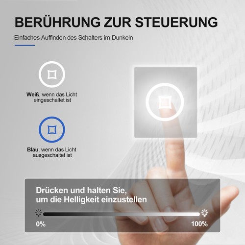 LED Badspiegel 100X60 Touch BLUETOOTH UHR Beleuchtung Wand Spiegel Beschlagfrei - Bild 3 von 11