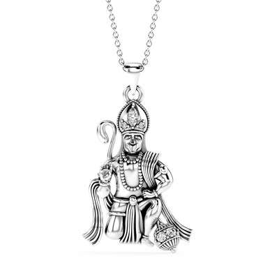 925 Sterling Silver Jewelry Antique Lord Hanuman God Pendant Necklace for Men