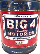 Vintage Big 4 Oil Advertising Can Sign Nice 5 Gallon Can