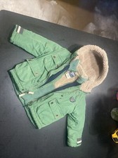 Oshkosh B Gosh Kids 3T Jacket Green Canvas Fleece Hood Quilted