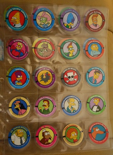 SIMPSONS 1994 SKYCAPS COMPLETE SET OF FIFTY COLOUR POGS IN SLEEVES - Foto 3 di 6