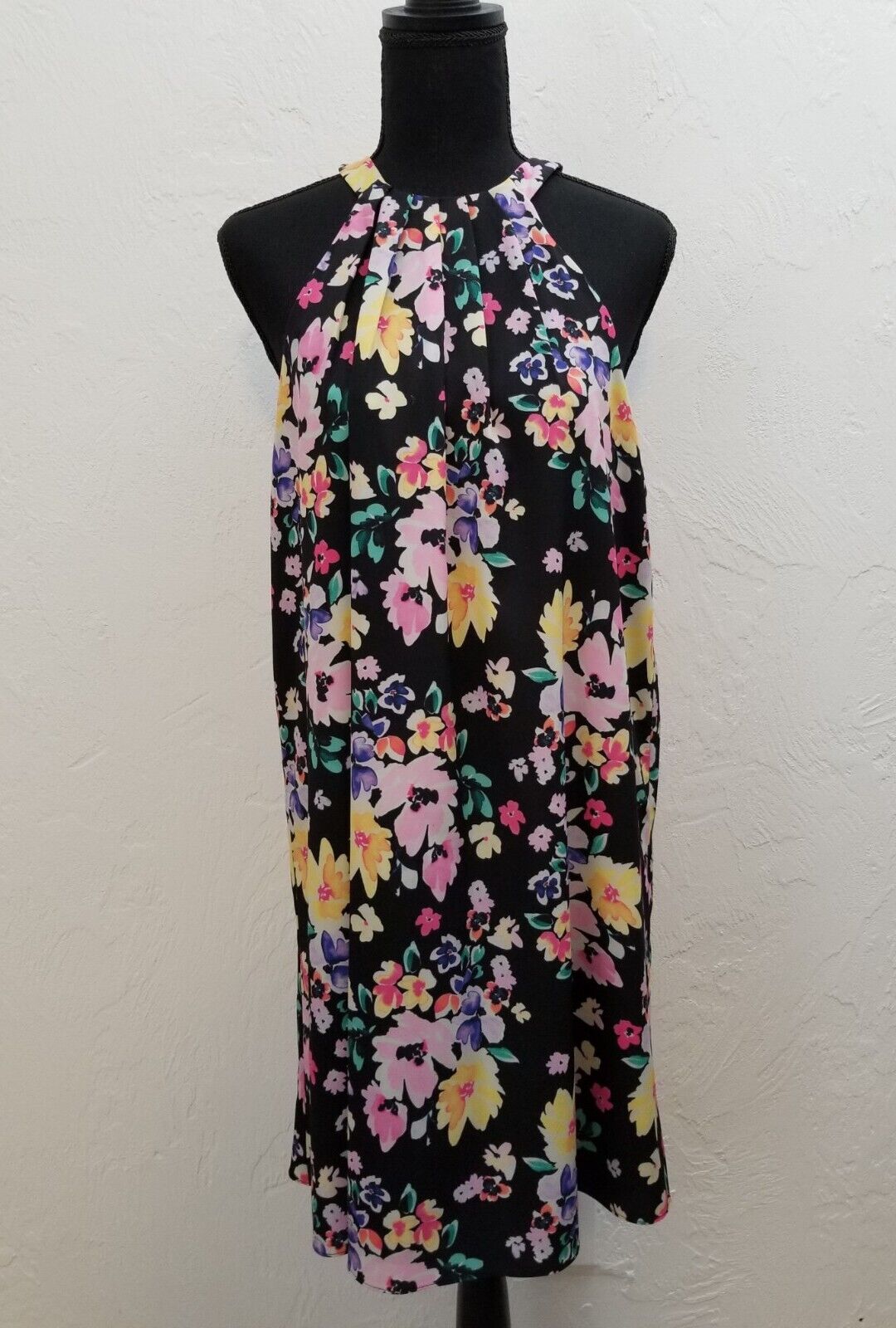 CECE WOMENS SIZE 4 BLACK FLORAL LINED SLEEVELESS … - image 1