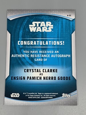 Crystal Clarke 2020 Topps Star Wars Chrome Perspectives Auto /250