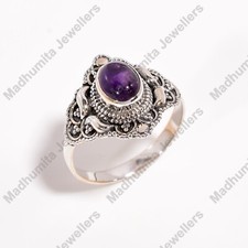 Natural Purple Amethyst Gemstone 925 Sterling Silver Design Ring for Women