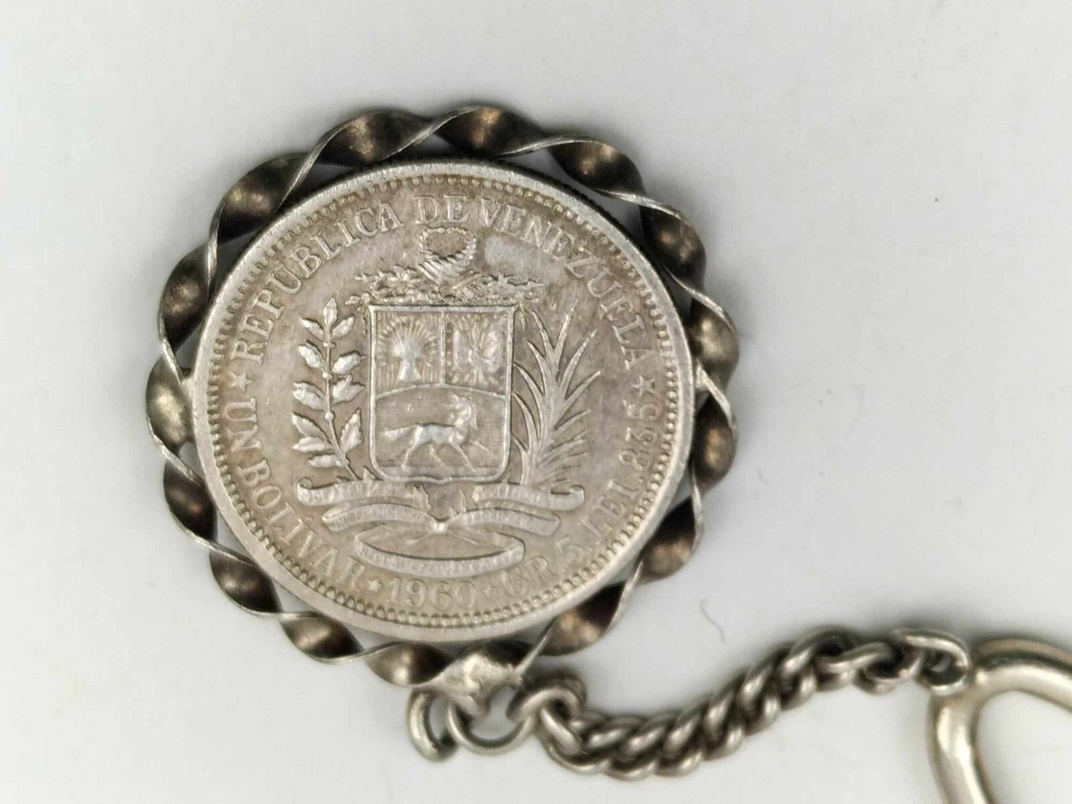 VINTAGE 1960 VENEZUELA BOLIVAR LIBERTADOR SILVER COIN WITH STERLING KEY  CHAIN | eBay