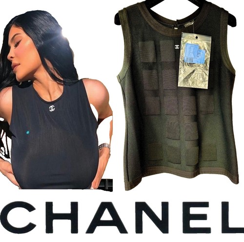 Chanel Coco Mark Nylon Tank top 38 Ladies' Black P76303V68047 Mesh