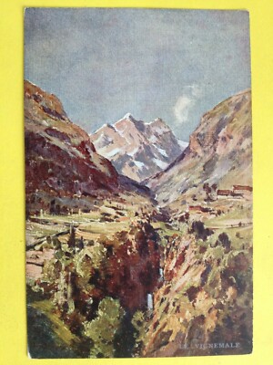 Old postcard illustration French Pyrenees summit Le VIGNEMALE La Pique Longue