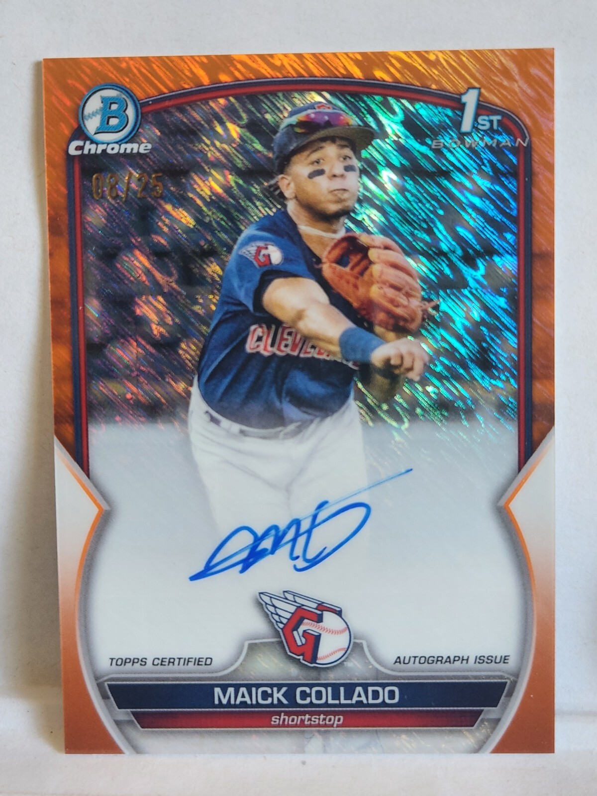 2023 Bowman Chrome Maick Collado Orange Shimmer auto /25 CPA-MCO Guardians