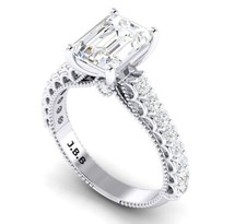 GIA 3.80 Ct Emerald Lab Created VS2 F Solitaire Diamond Engagement Ring Platinum