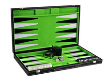 Juego de backgammon de cuero verde lima 21 pulgadas